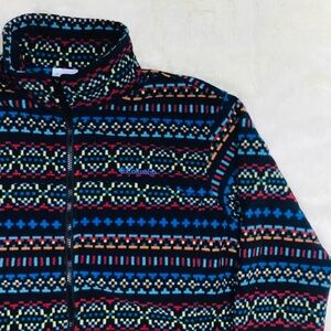 Vintage COLUMBIA Zip Up Multicolor / Geometric Printed Fleece Jacket